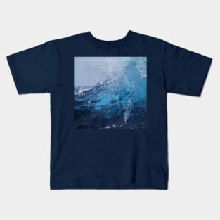 Blue Clashing Waves Kids T-Shirt